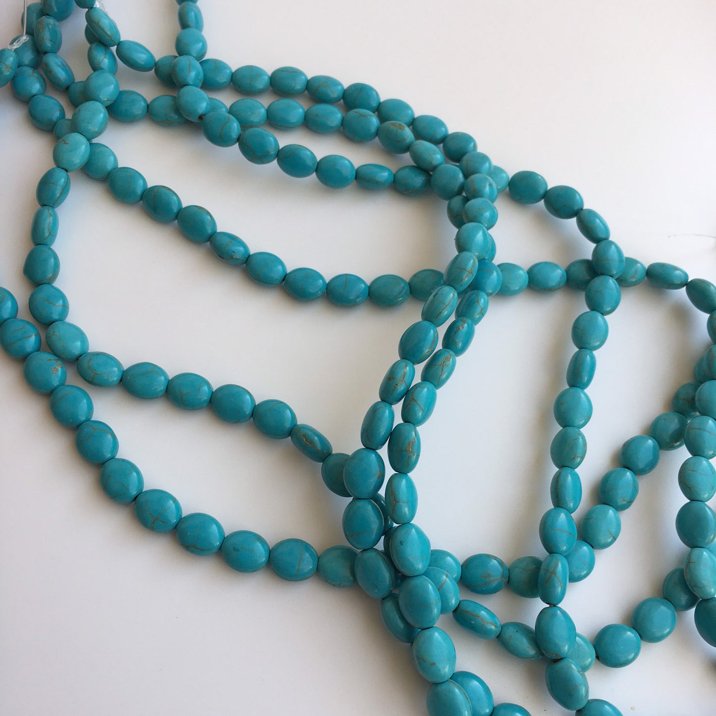 38pcs Turquoise Blue Gemstone Beads 10x8mm Oval Pillow Howlite 38cm Strand Bead