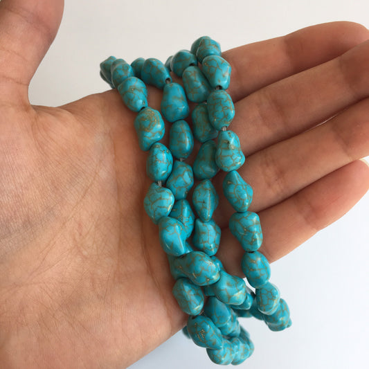 Antique Turquoise Blue Beads 12x9m Gemstone Nugget Strand Bead 32pcs