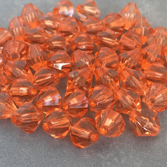 50 Pieces Orange Bicone Beads, 8mm Faceted Acrylic Bead for Jewellery Making