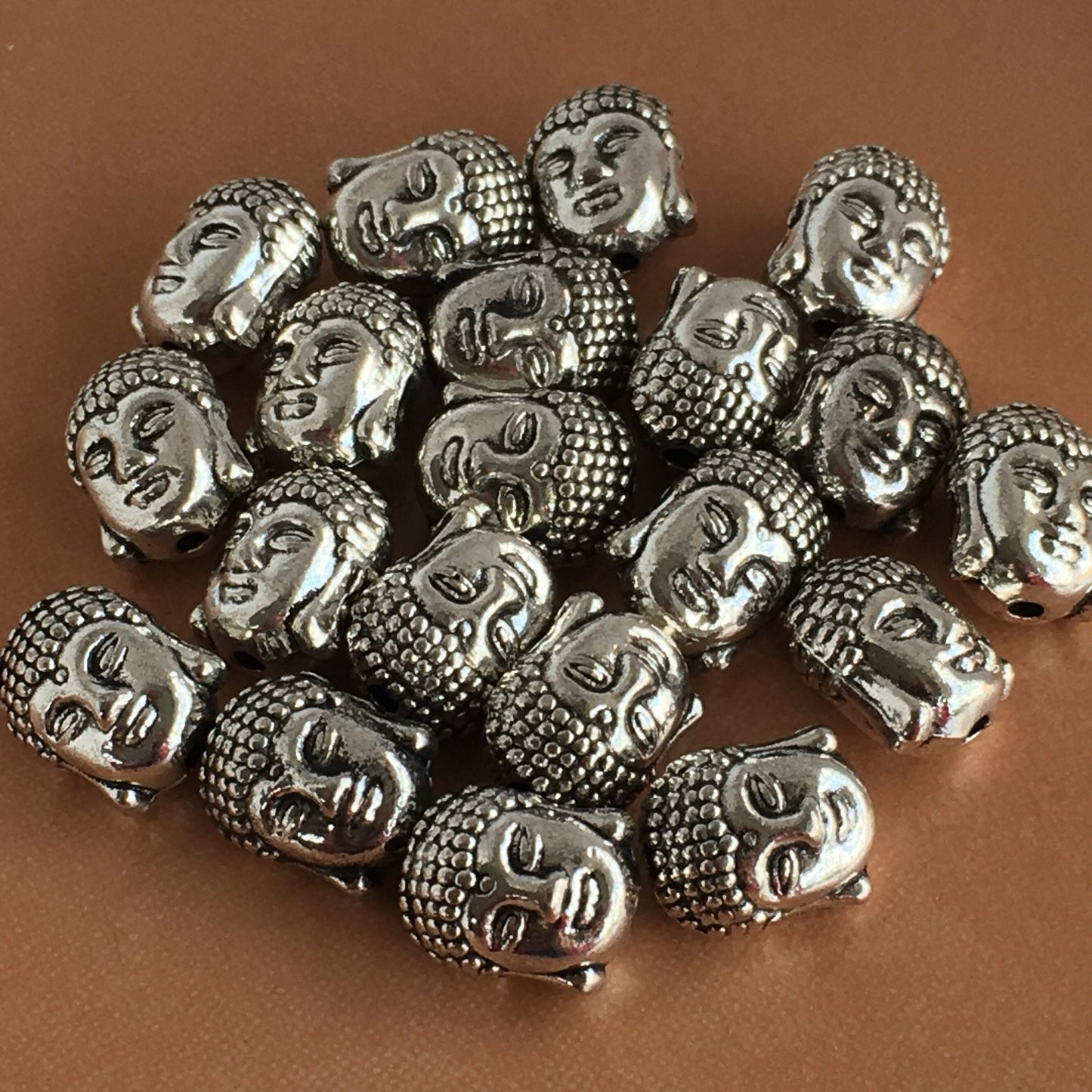 Antique Silver Buddha Head Metal Bead 11x8mm Tibetan Alloy Charm Mala Beads