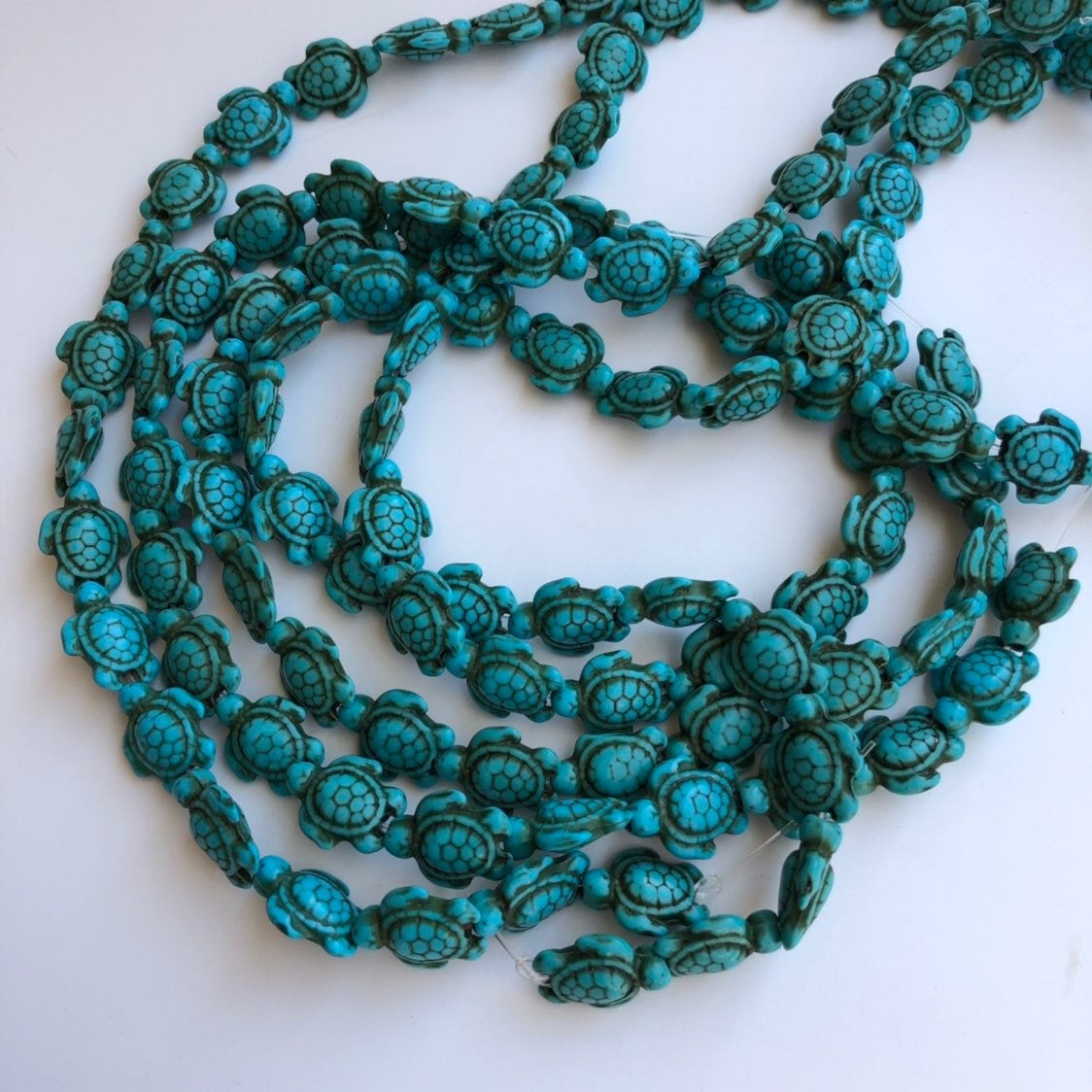 Sea Turtle Bead Strand (38cm/ 15" Strand) Turquoise Colour Turtles Howlite Stone Beads 18x15mm Tortoise Beads