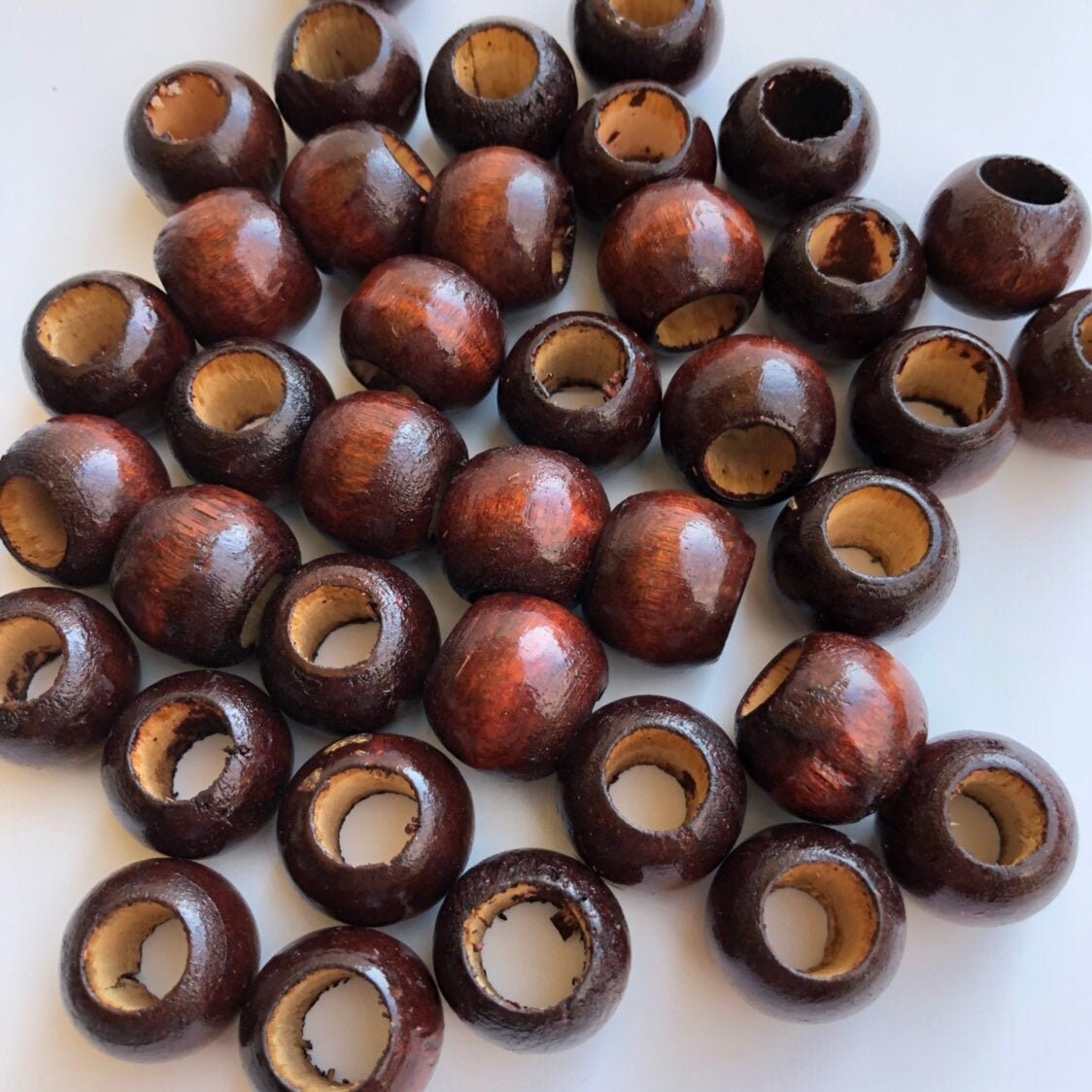 Dark Brown Wooden Macrame Beads 20mm Round Drum Wood Bead 12 Pieces