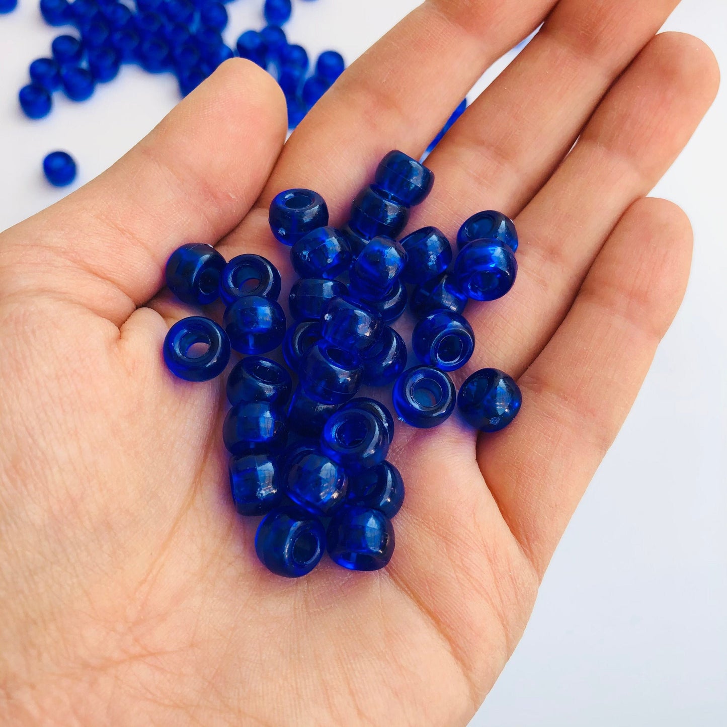 Royal Electric Blue Plastic Pony Beads 9x6mm Acrylic DIY Hair Jewellery Craft Bead 150 Pieces