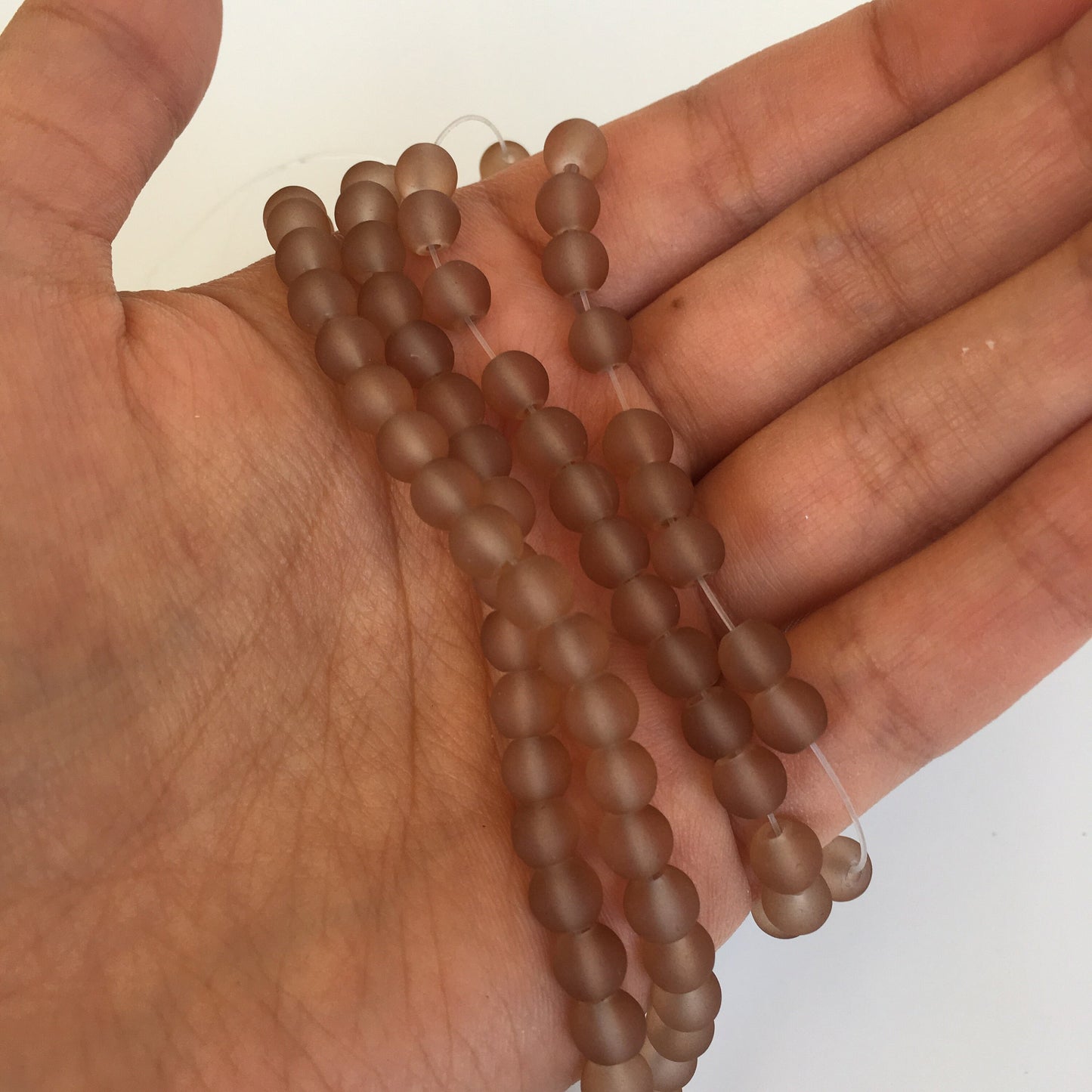 Khaki Brown Frosted Glass Beads 6mm Round DIY Bracelet Necklace Bead 135 Piece Strand