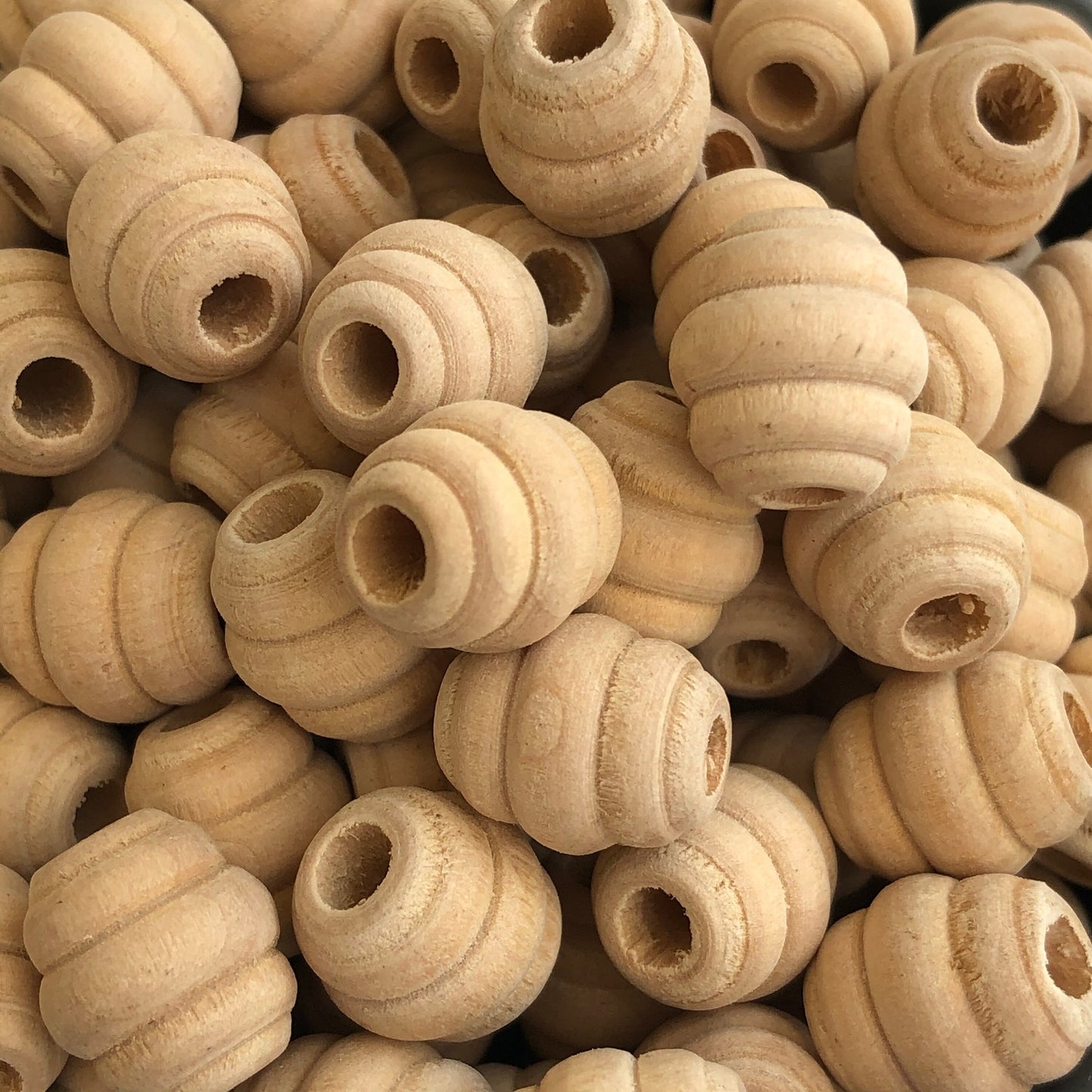 Natural Unpainted Wooden Macrame Beads 14x12mm Oval Beehive Wood Bead 25 Pieces