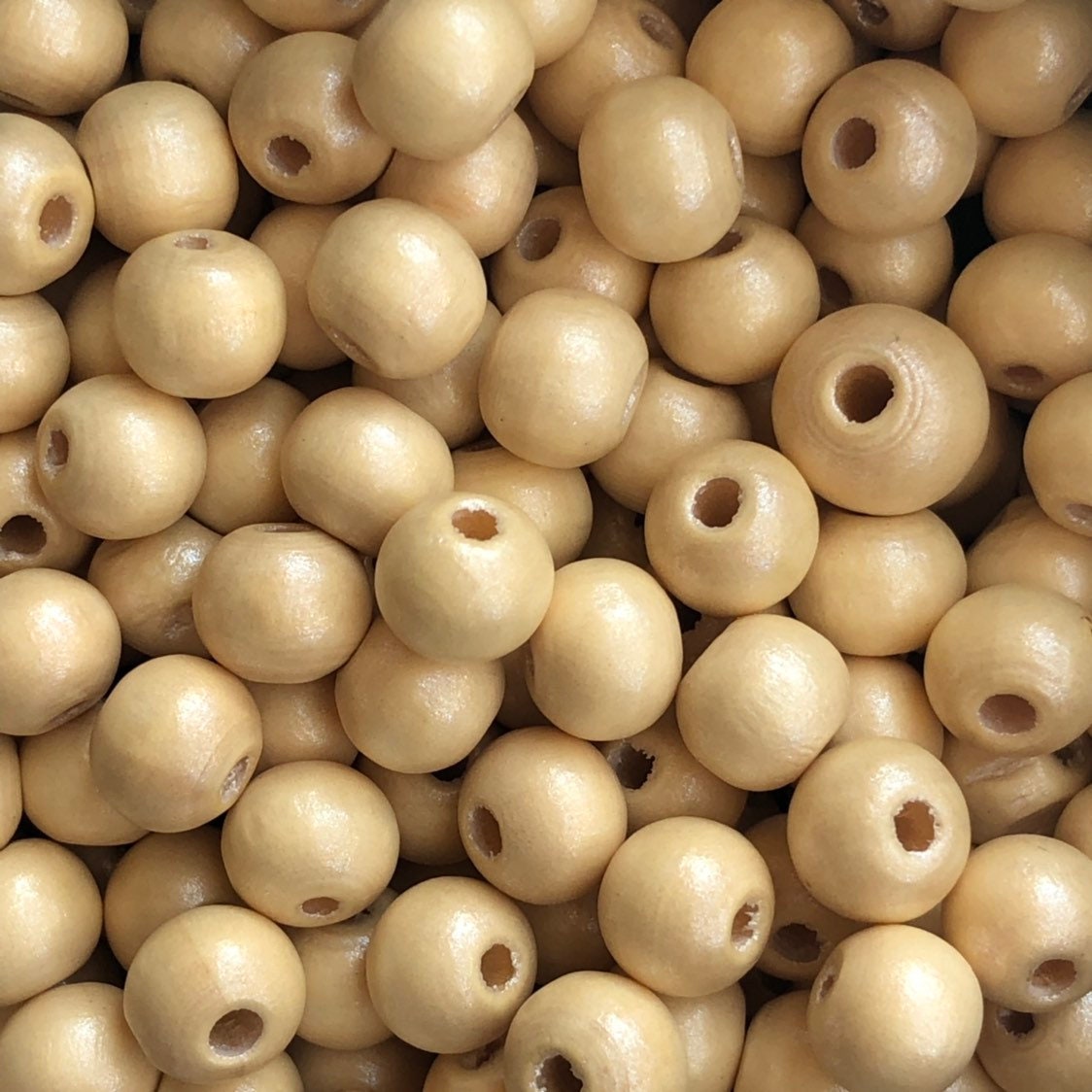 Pearl Beige Wood Bead 8x7mm Round Craft Spacer Beads 100 Pieces