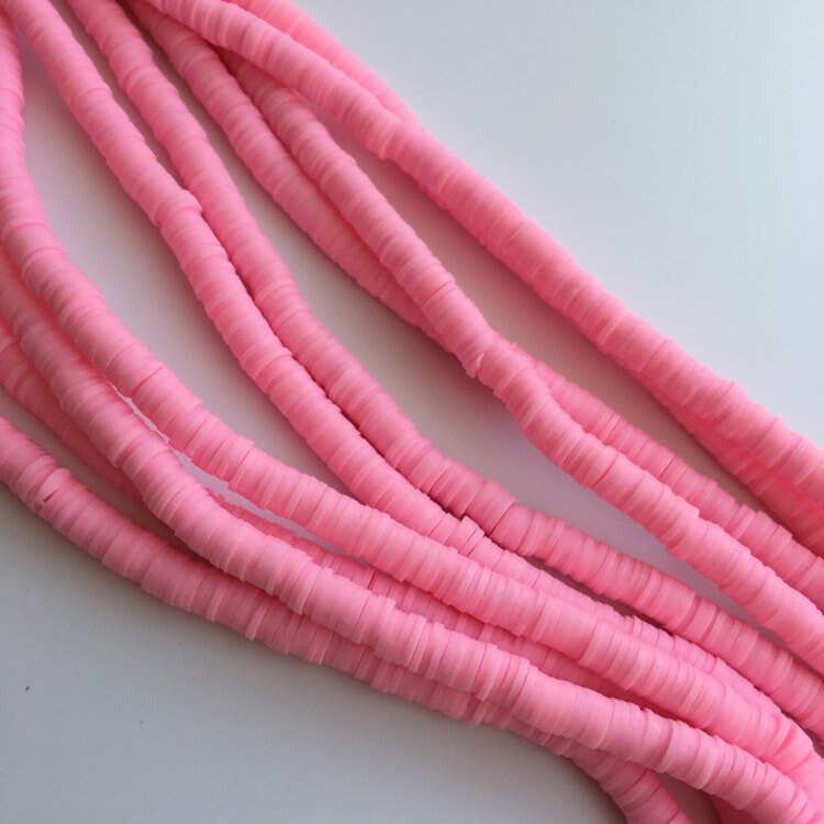 Pink Polymer Clay Disc Beads 380pcs Strand Katsuki Bead 6mm