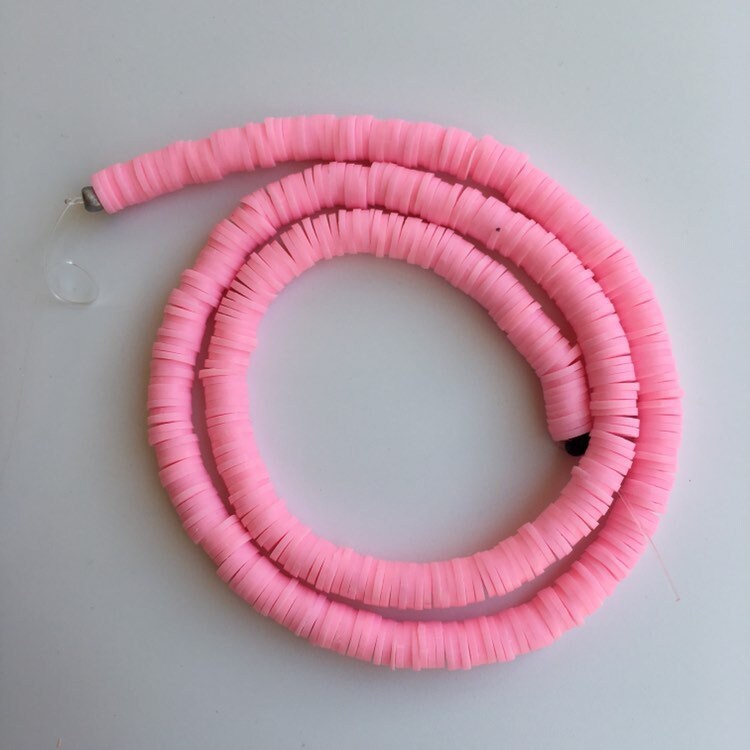 Pink Polymer Clay Disc Beads 380pcs Strand Katsuki Bead 6mm