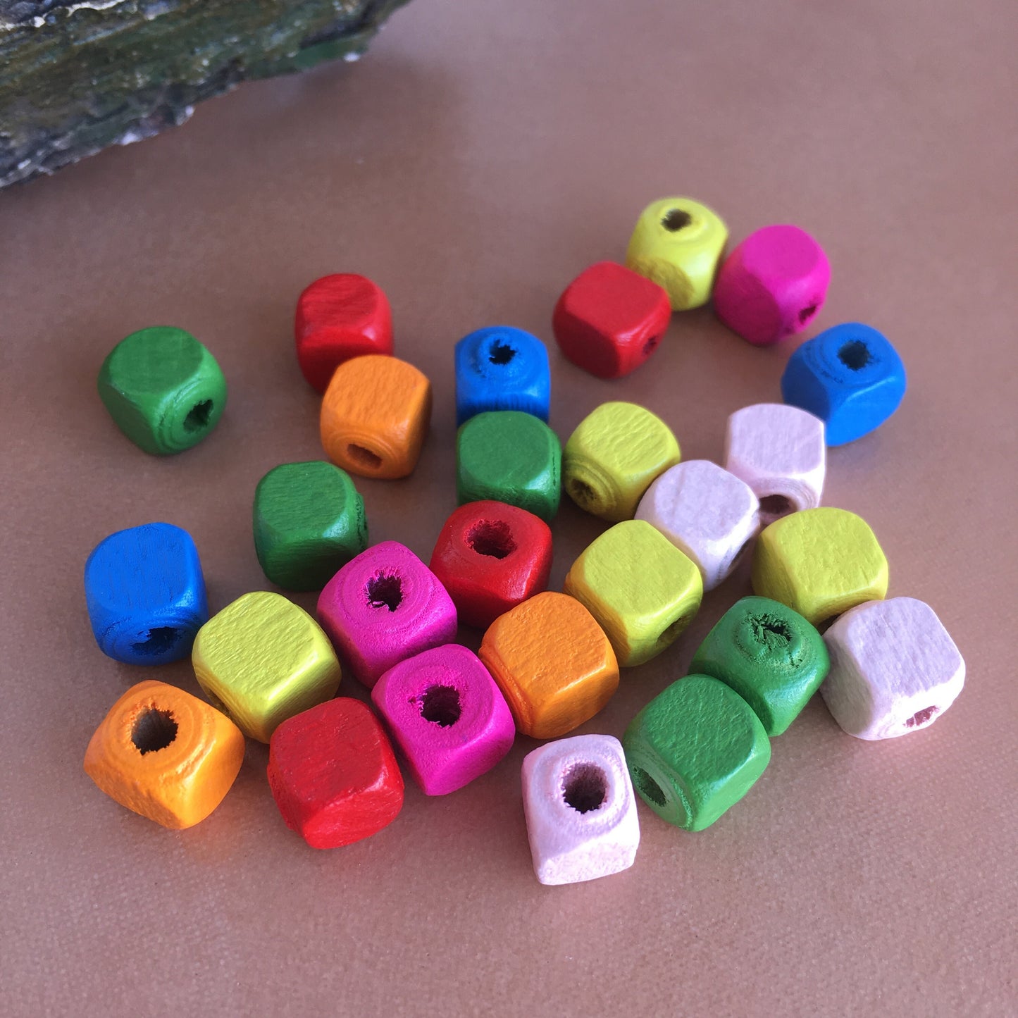 Mixed Multi Colour Wooden Cube Beads 8mm DIY Craft Bead 100 Pieces