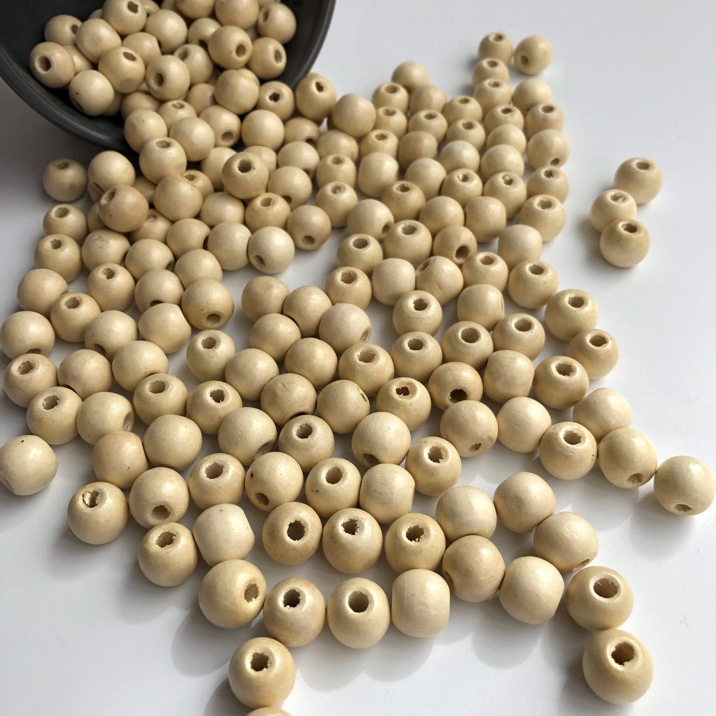 50X Pieces Beige Wood Bead 12mm Round Wooden Beads DIY Jewellery Making Beads