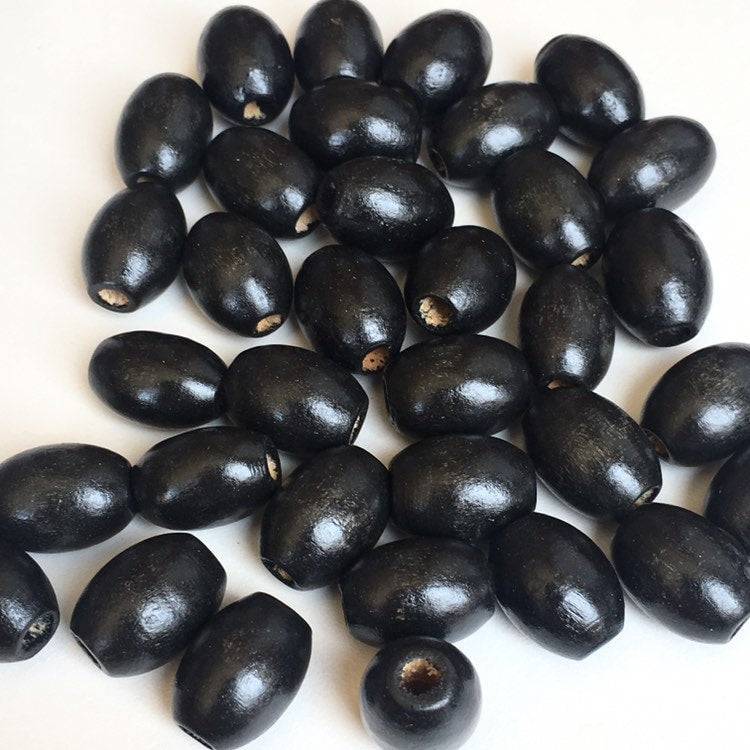 Black Oval Wood Beads 17x12mm Wooden Chunky Jewellery Craft Bead 25 Pieces