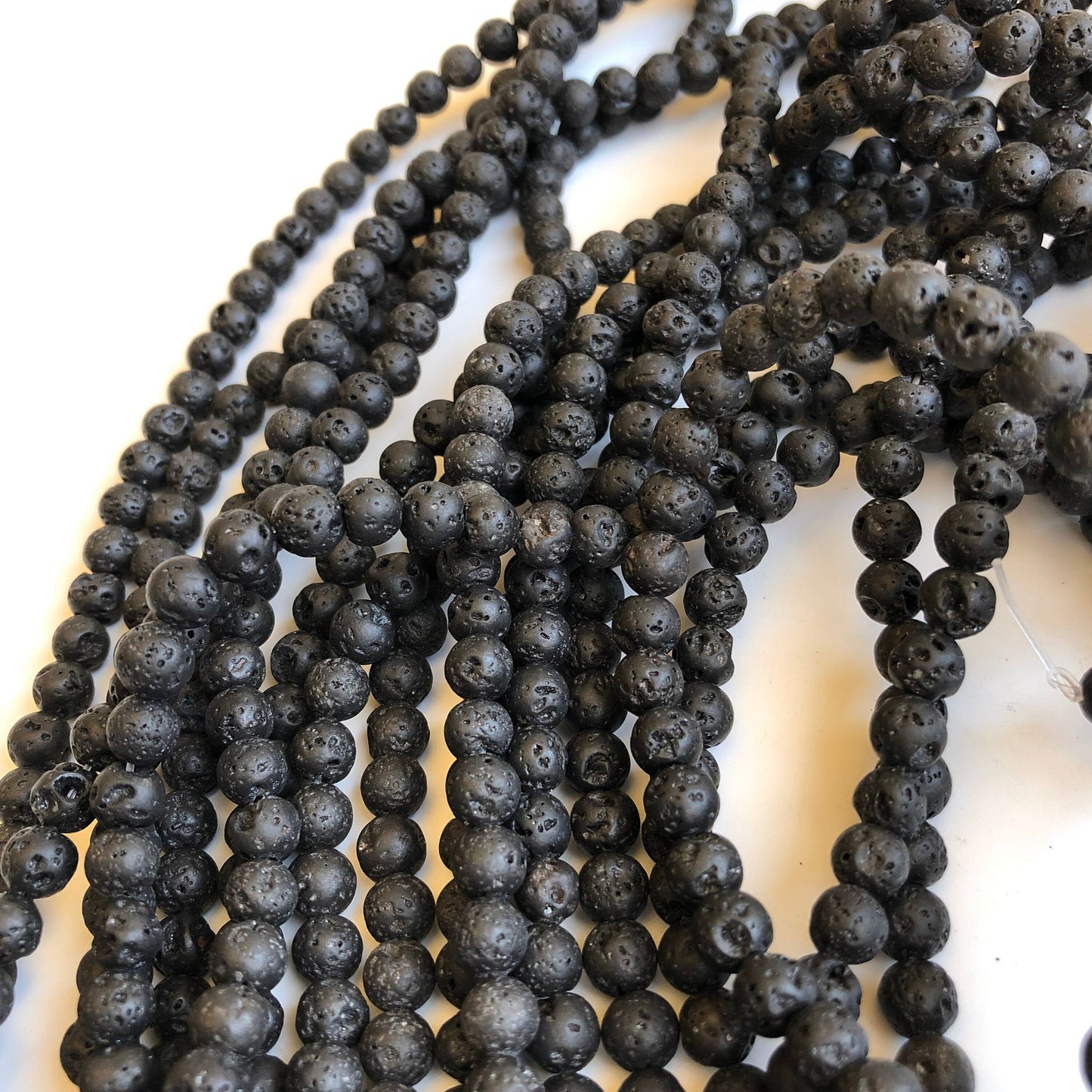 62X Pieces Natural Black Volcanic Lava Bead 39cm Strand 6-6.5mm Round Matte Mineral Beads