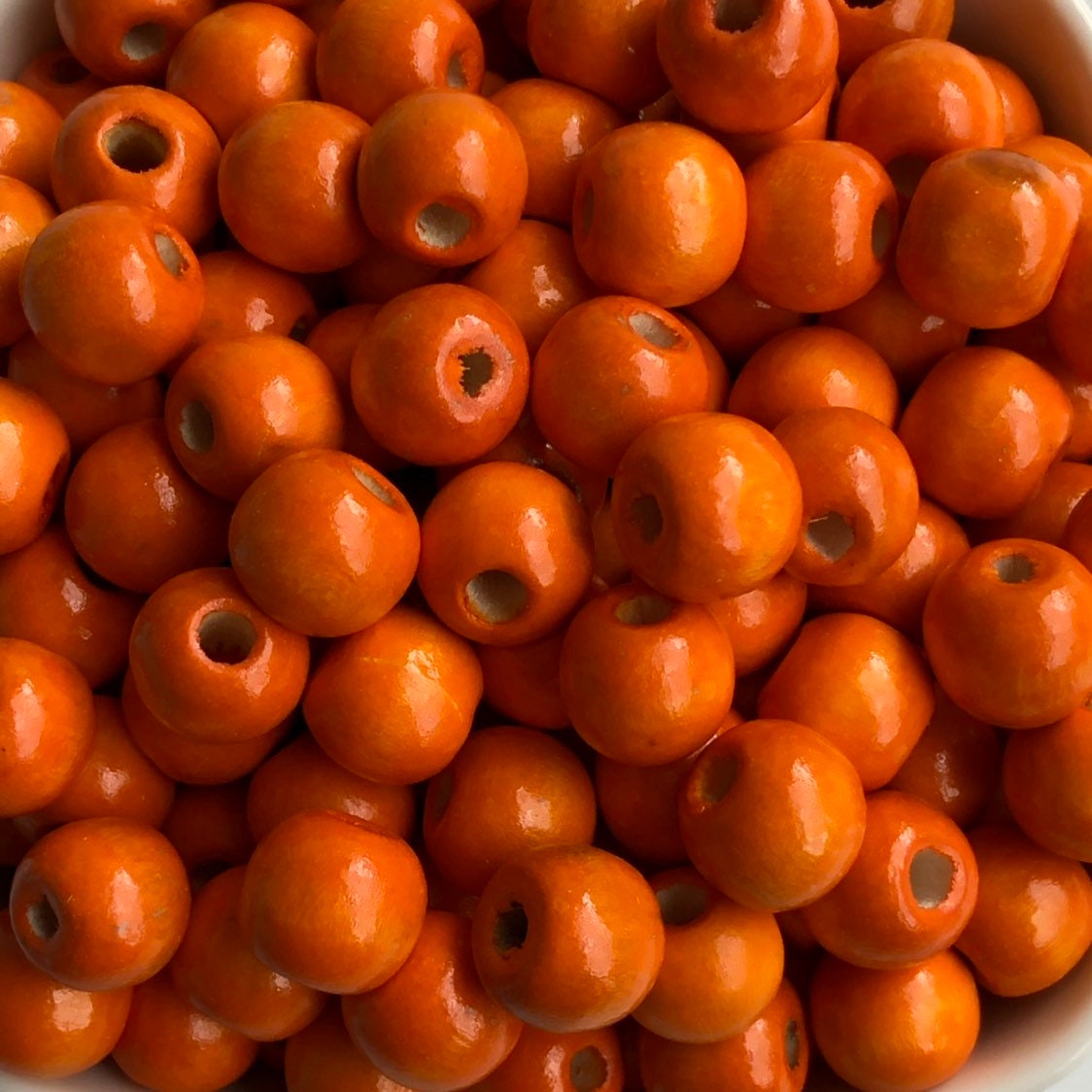 50X Orange Round Wood Beads 12x11mm DIY Craft Jewellery Making Wooden Bead