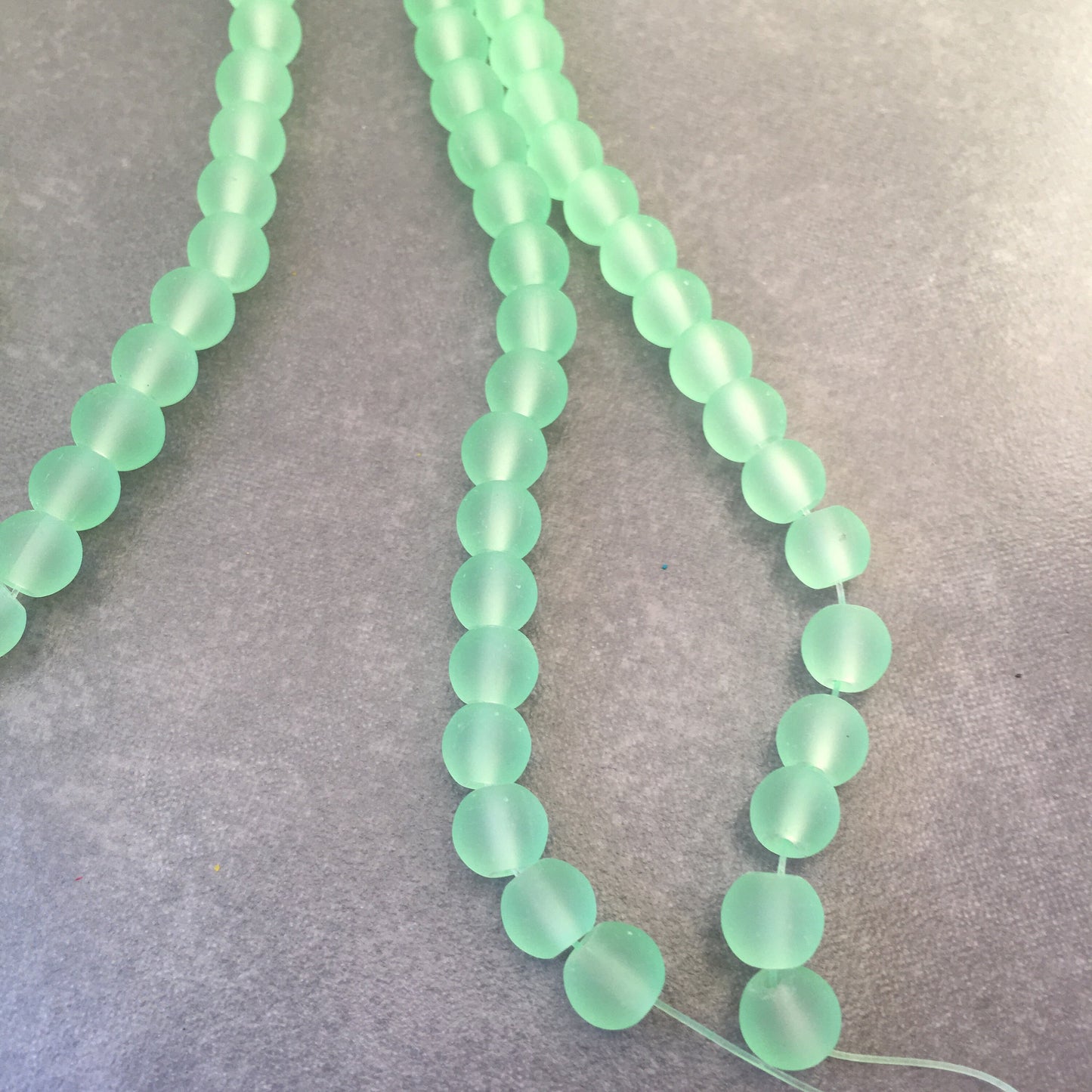 Mint Green Frosted Glass Beads 6mm Round Bracelet Necklace Making Bead 135 Piece Strand