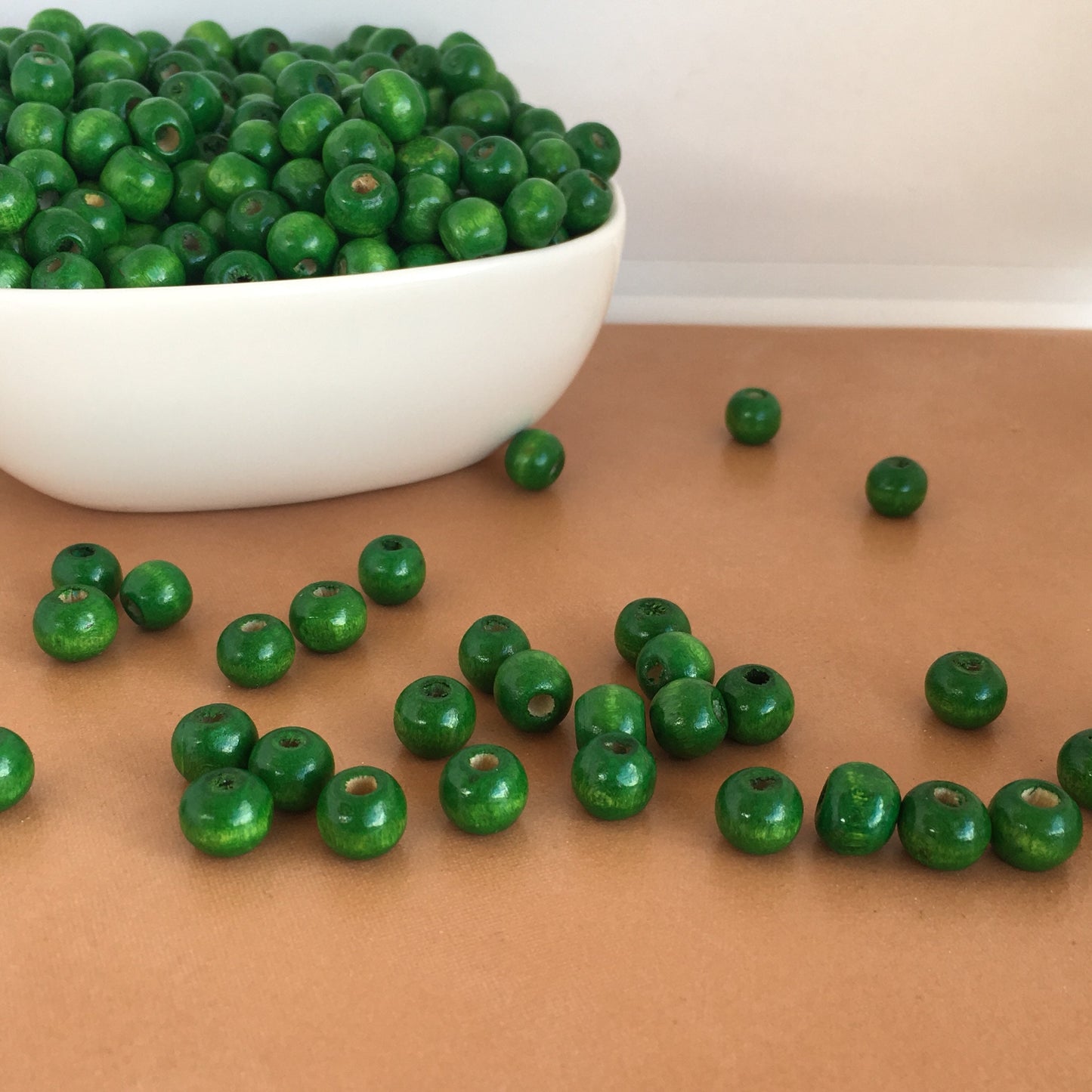 Green Wood Bead 8.5mm Round Craft Spacer Beads 150 Pieces