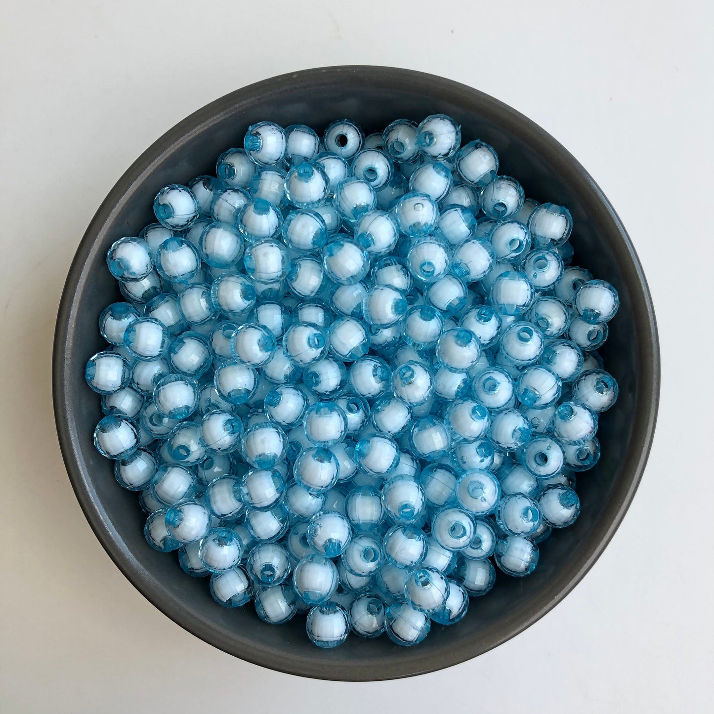 8mm Round Baby Blue Faceted Plastic Beads set of 100 pieces