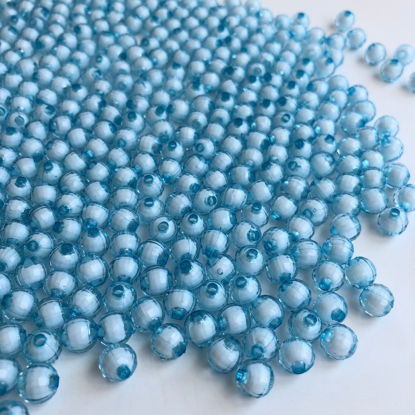 8mm Round Baby Blue Faceted Plastic Beads set of 100 pieces