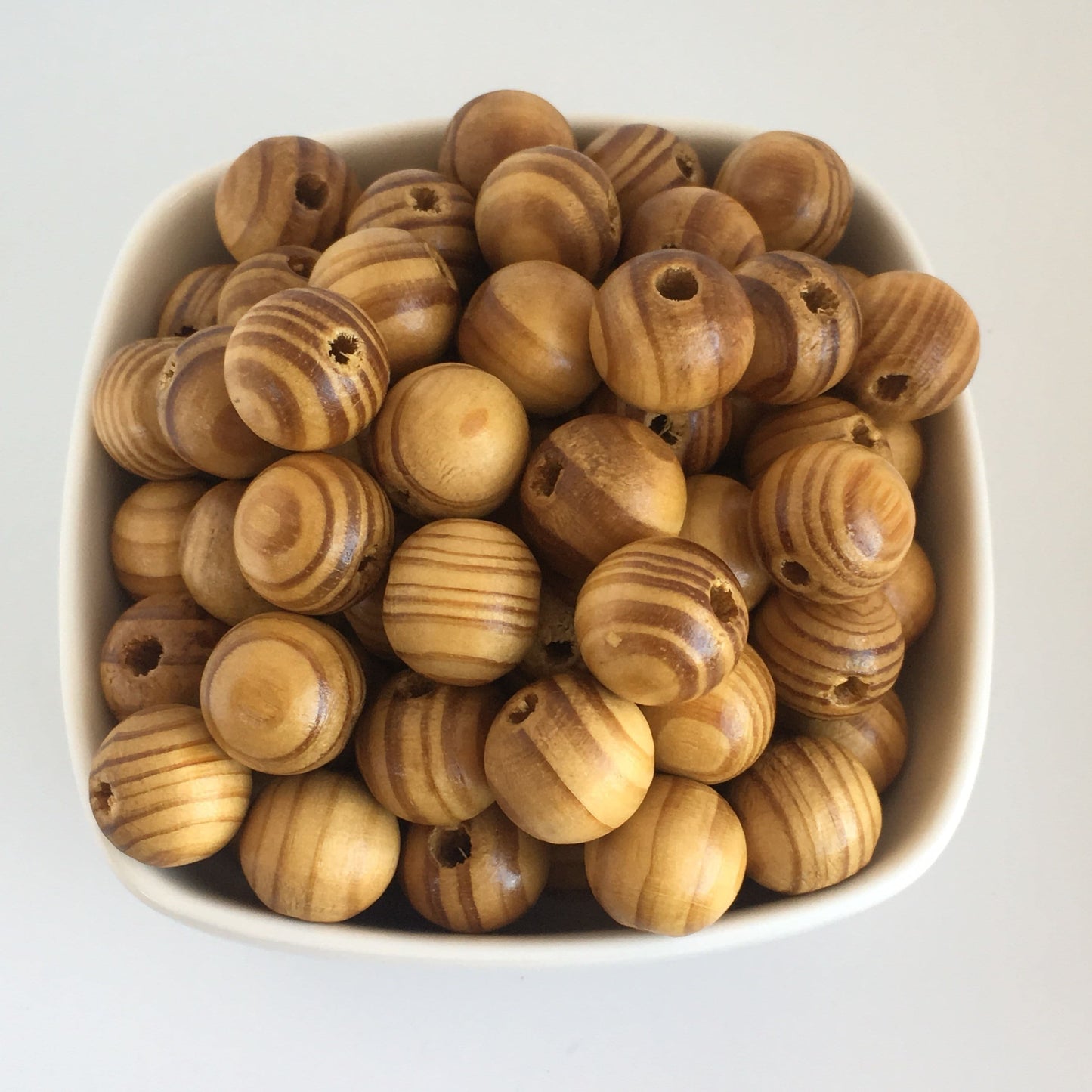 Striped Pine Wooded Beads 16mm Round Glazed Burly Wood Bead 20 Pieces