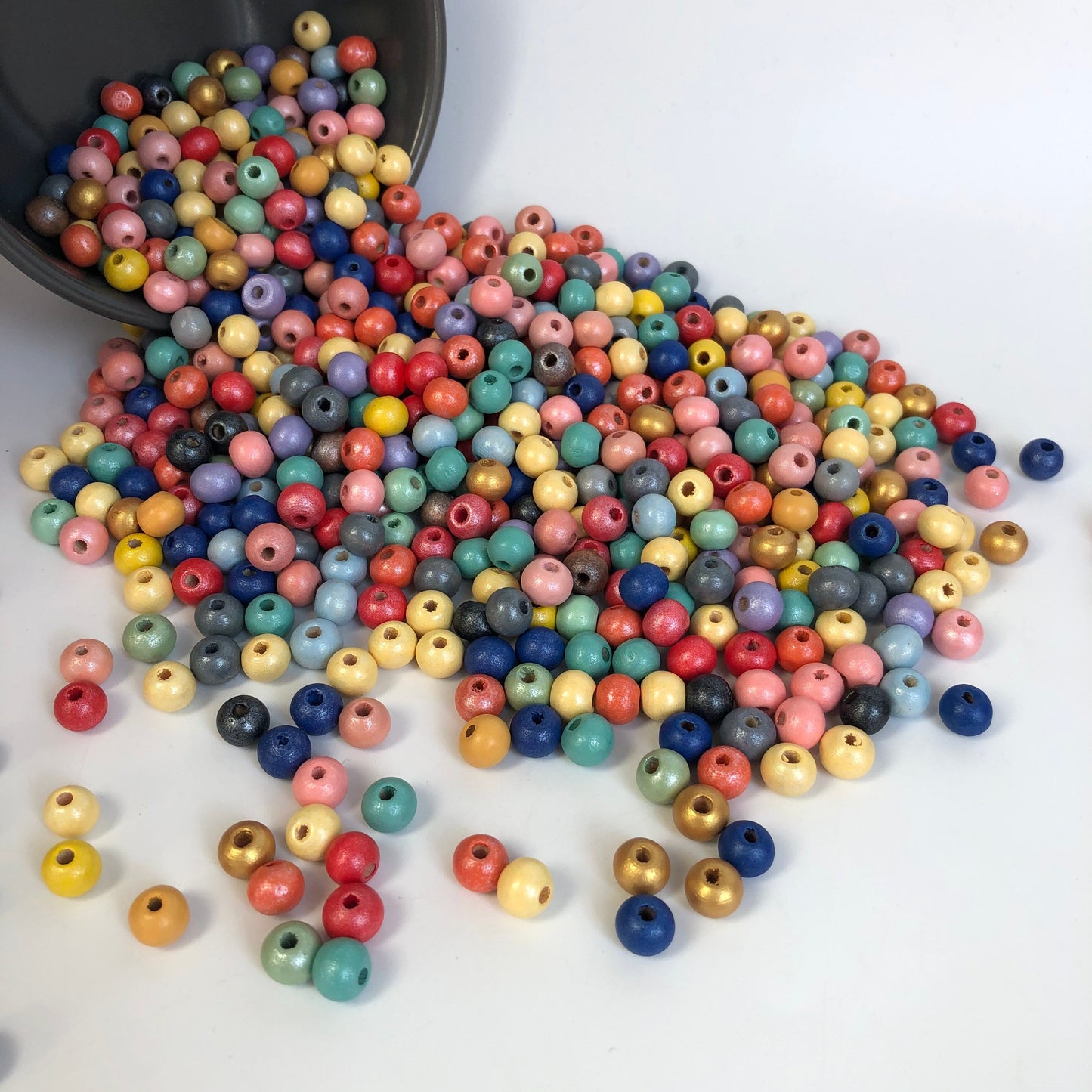 Mixed Metallic Wood Beads 6mm Round Wooden DIY Craft Bead 150 Pieces