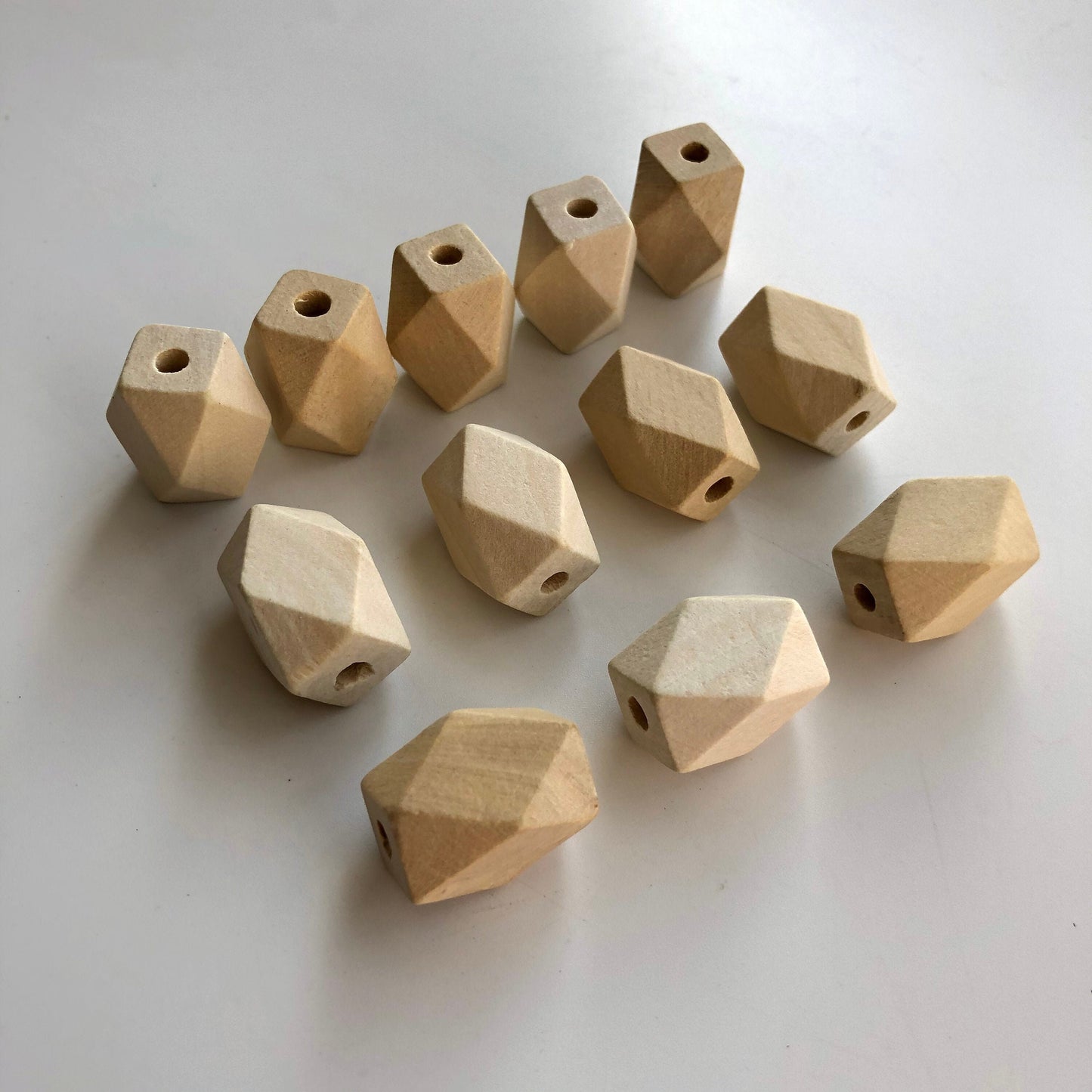 Natural Unpainted Geometric Wood Beads 22X14mm Unfinished Polygon Wooden Bead 10 Pieces