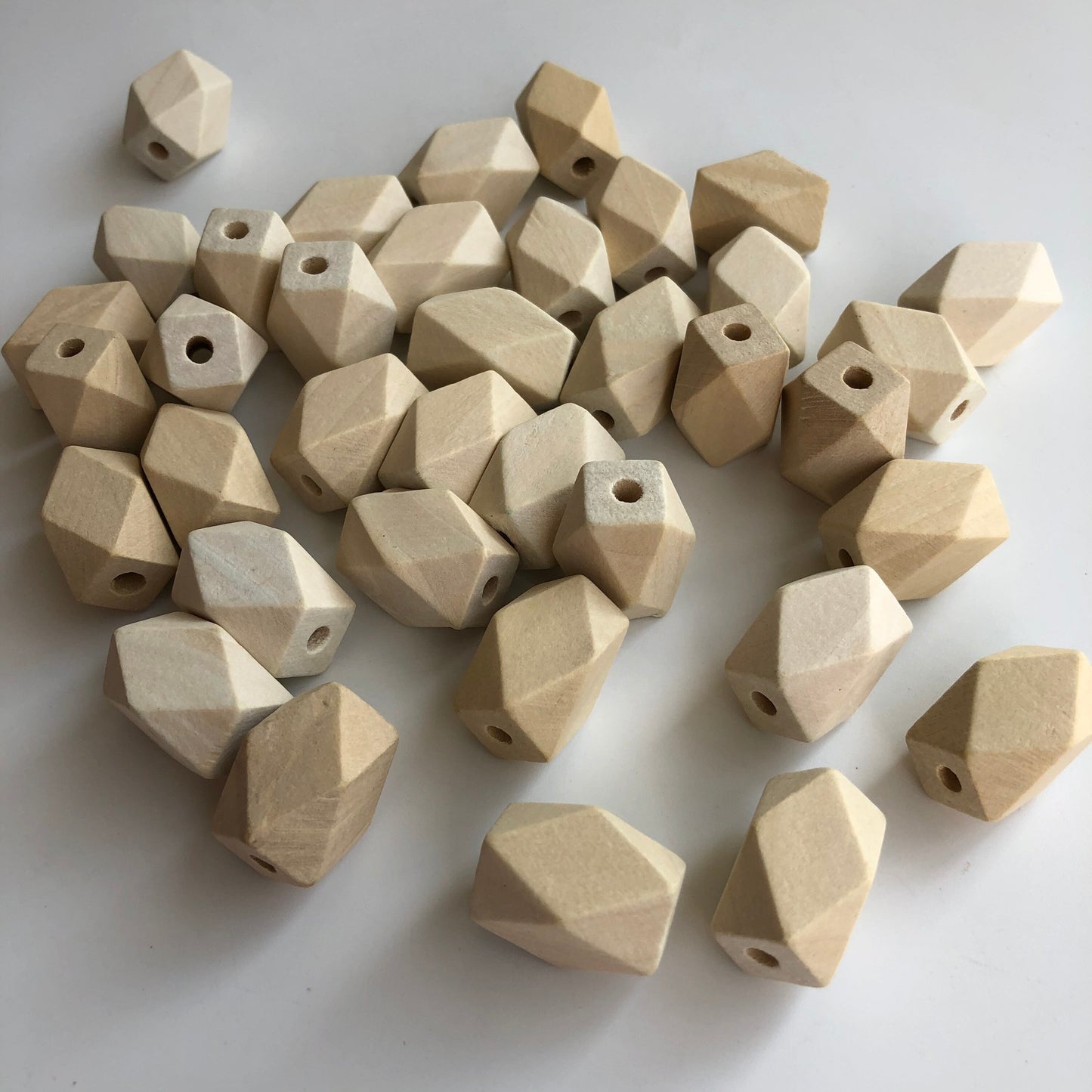 Natural Unpainted Geometric Wood Beads 22X14mm Unfinished Polygon Wooden Bead 10 Pieces