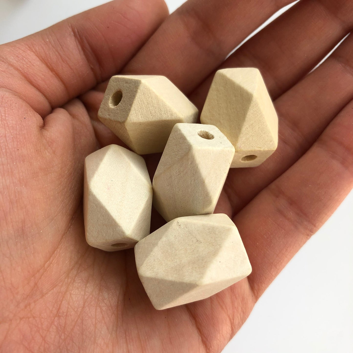 Natural Unpainted Geometric Wood Beads 22X14mm Unfinished Polygon Wooden Bead 10 Pieces