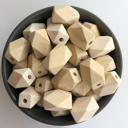 Natural Unpainted Geometric Wood Beads 22X14mm Unfinished Polygon Wooden Bead 10 Pieces