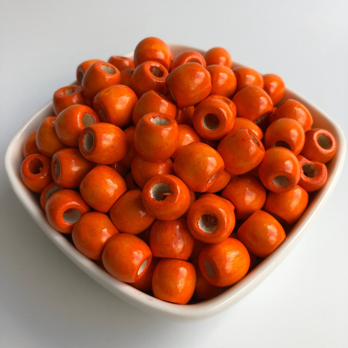 Orange Wooden Macrame Bead 12mm Drum Shaped Craft Bead 50 Pieces