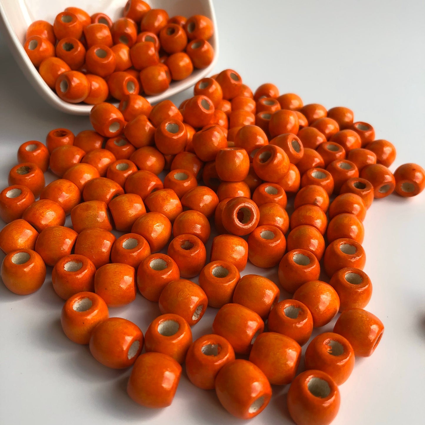 Orange Wooden Macrame Bead 12mm Drum Shaped Craft Bead 50 Pieces