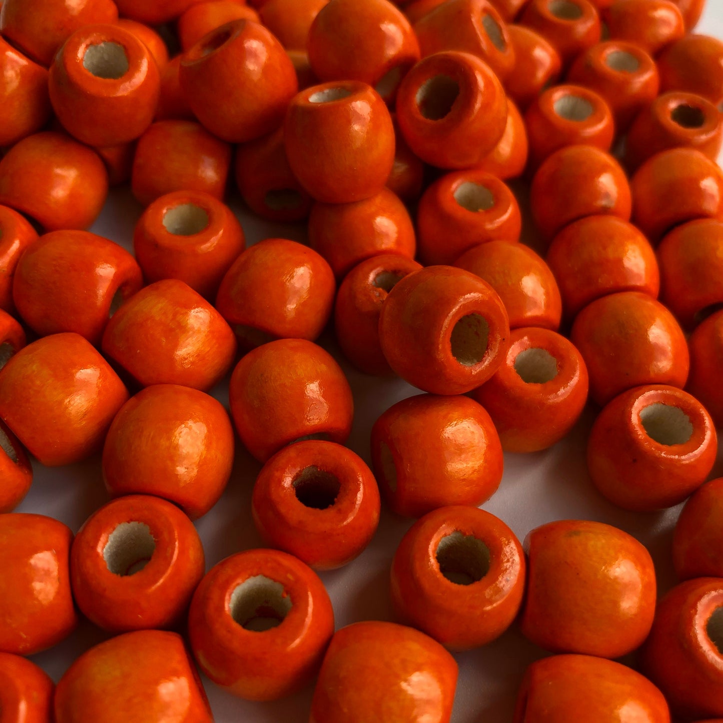 Orange Wooden Macrame Bead 12mm Drum Shaped Craft Bead 50 Pieces