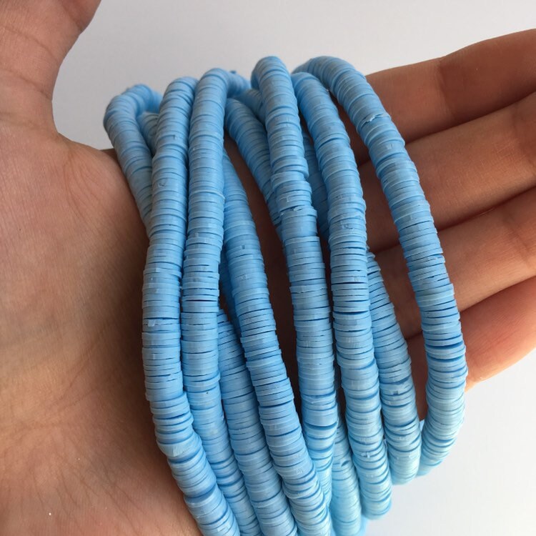 Clay Bead Discs Blue Polymer Clay Disc Beads Strand Katsuki Bead 6mm 45cm Strand