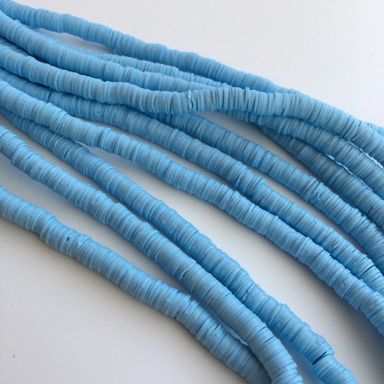 Clay Bead Discs Blue Polymer Clay Disc Beads Strand Katsuki Bead 6mm 45cm Strand