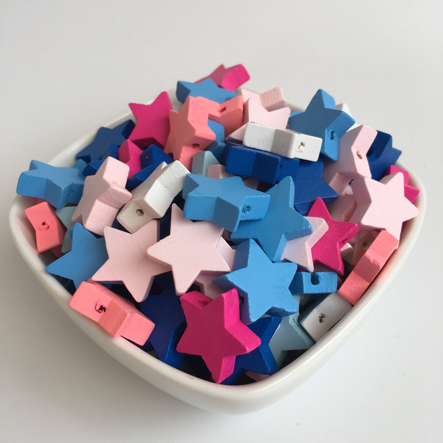 Mixed Pastel Colour Wood Beads 24mm Star Shape Kids Craft Bead Charm 25 Pieces