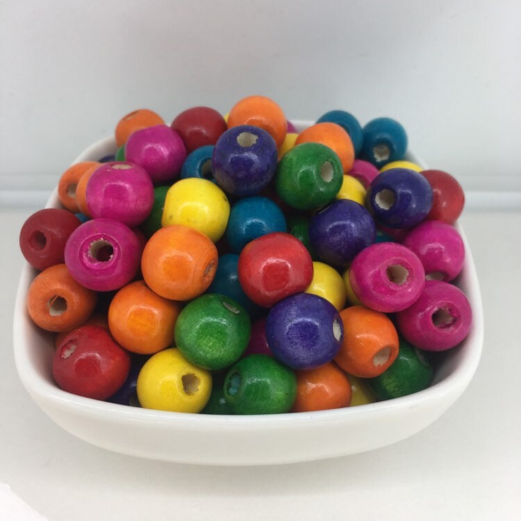 Mixed Multi Colour Wood Beads 14mm Round DIY Wooden Jewellery Craft Bead 25 Pieces