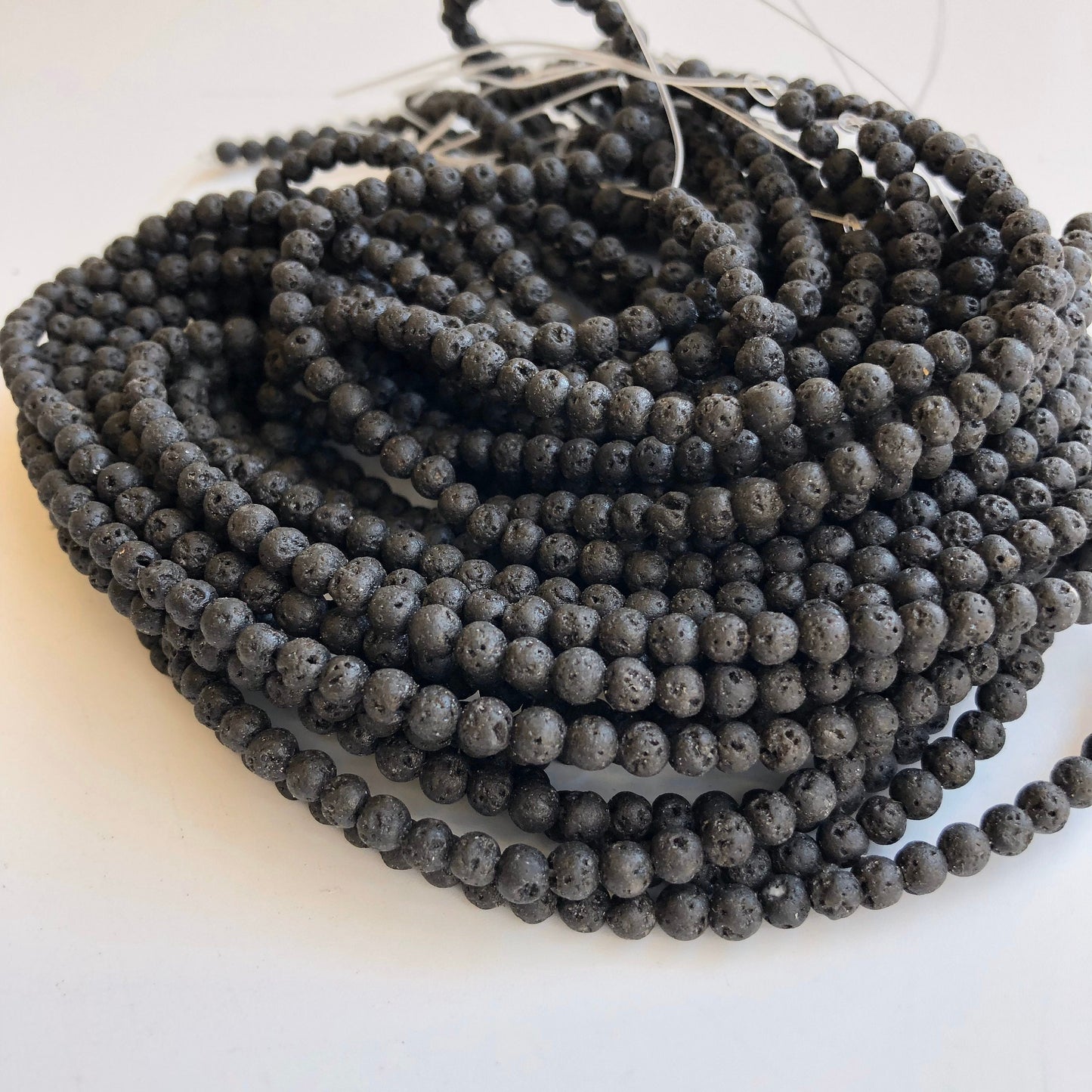 Black Lava Rock Beads 4mm Round Natural Mineral Gemstone Bead 90 Piece Strand