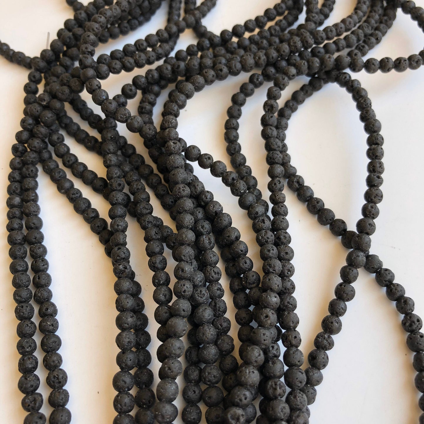 Black Lava Rock Beads 4mm Round Natural Mineral Gemstone Bead 90 Piece Strand