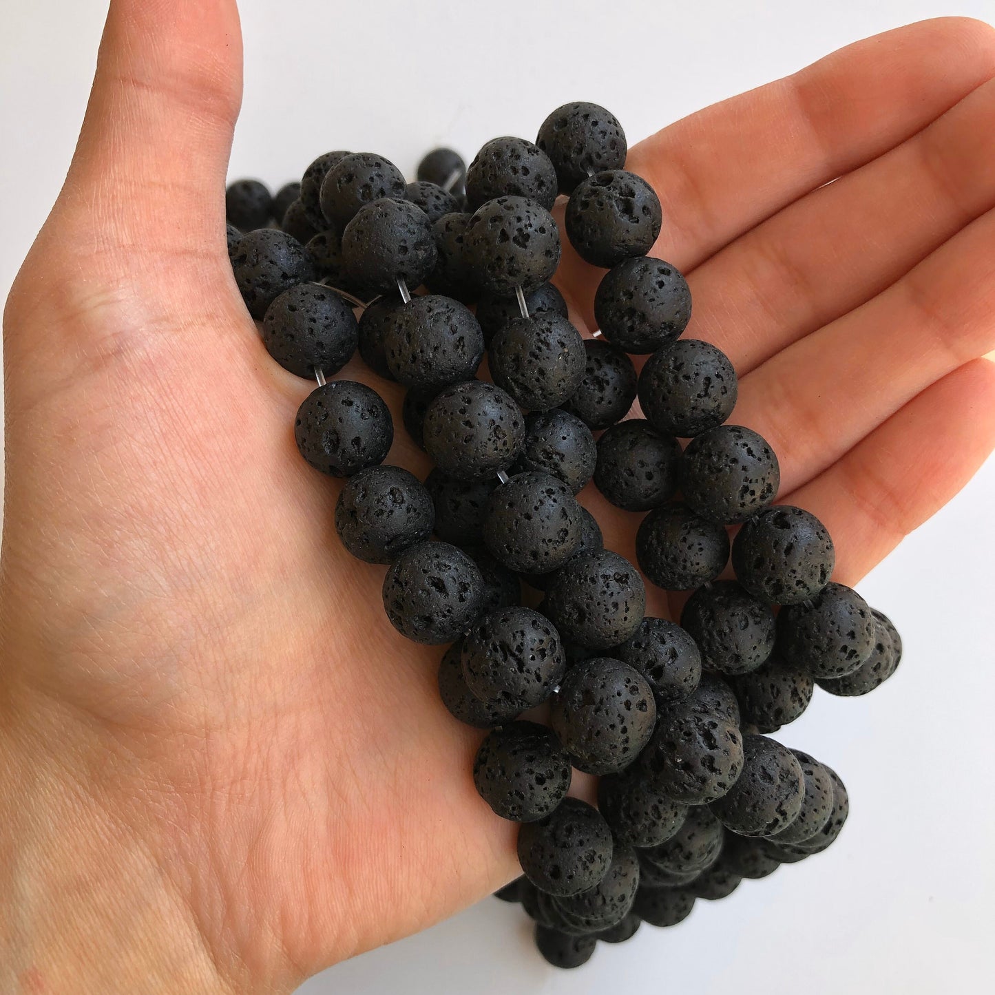 Black Lava Rock Beads 12mm Round Natural Mineral Bead 31 Piece Strand