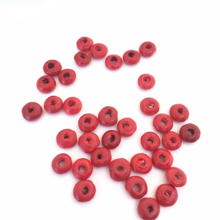 Red Abacus Wood Beads 6x3mm Wooden Saucer Shape Spacer 500 Pieces