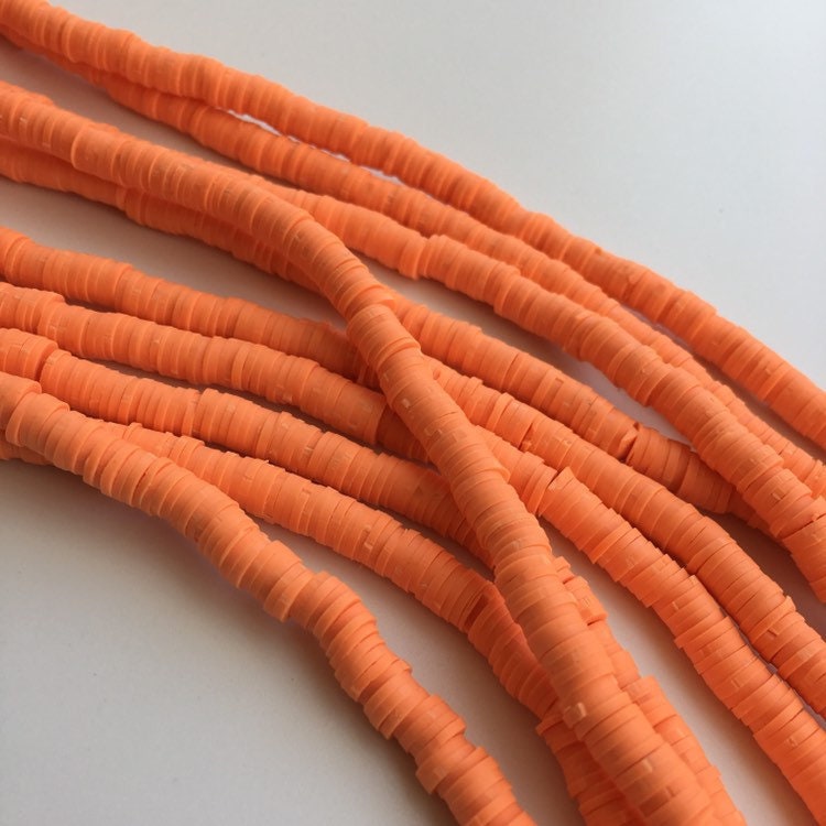 Clay Polymer Beads 6mm Orange Disc Boho Jewellery Making Bead Strand