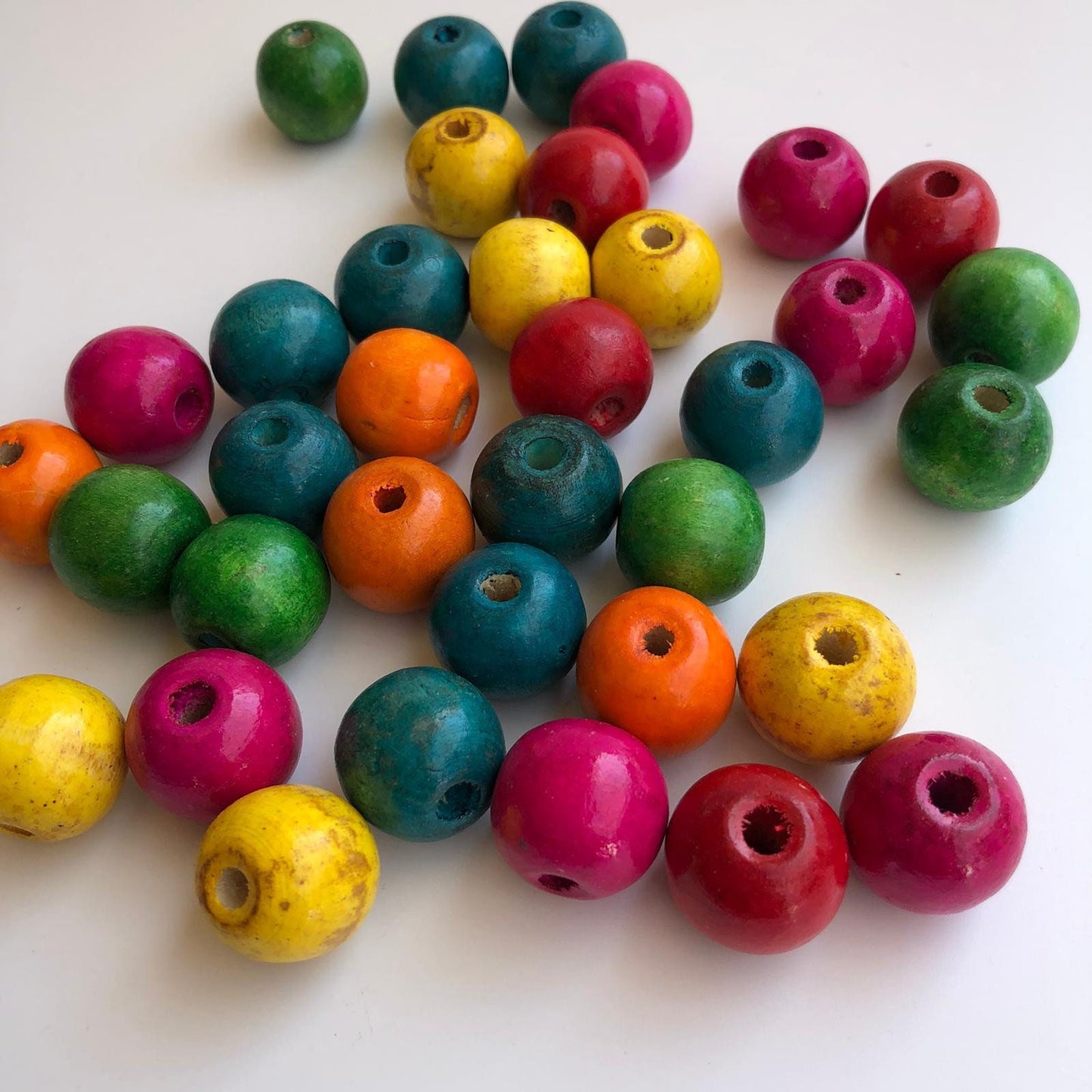 Mixed Multi Colour Macrame Wood Beads 20mm Large Craft Bead 25 Pieces