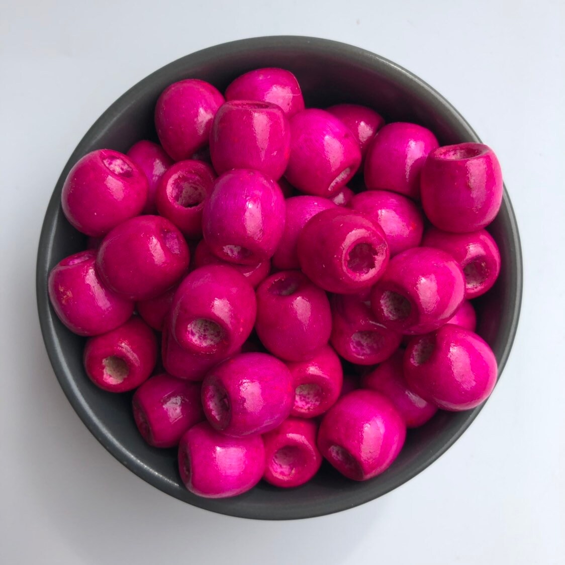 Hot Pink Wooden Macrame Beads 16mm Round Drum Dreadlock Craft Bead 25 Pieces