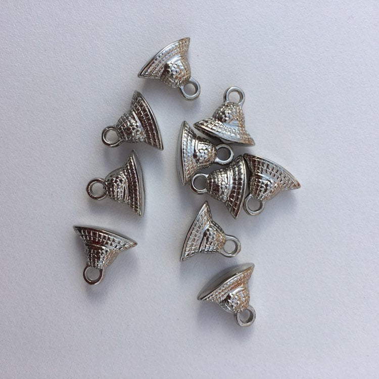 Silver Hat Bell CCB Plastic Charm 14x12mm Jewellery Making Craft Charms