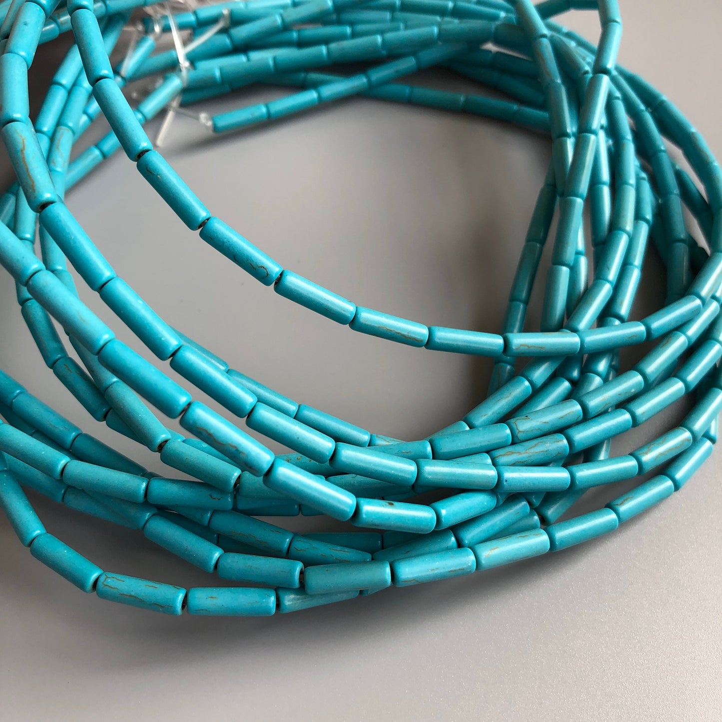 Turquoise Tube Beads 12x4mm Howlite Jewellery Craft Spacer Bead 38cm Strand - 32 pieces