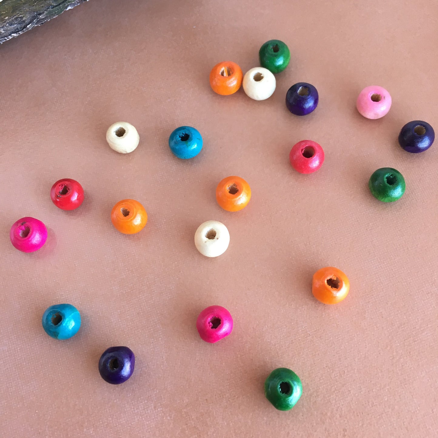 8mm Multi Colour Wood Bead, Rondelle Round Wooden Beads, 150 Assorted Rainbow Smooth Ball Spacer Beads