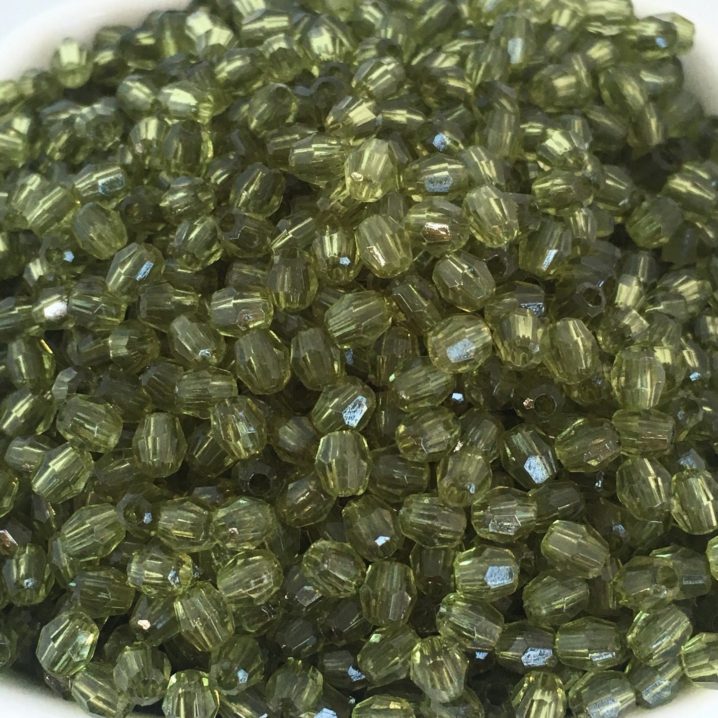 Green Plastic Resin Beads 4mm Oval Faceted Spacer Bead 100 Pieces