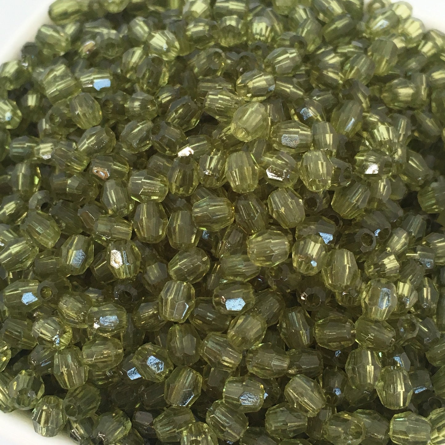 Green Plastic Resin Beads 4mm Oval Faceted Spacer Bead 100 Pieces