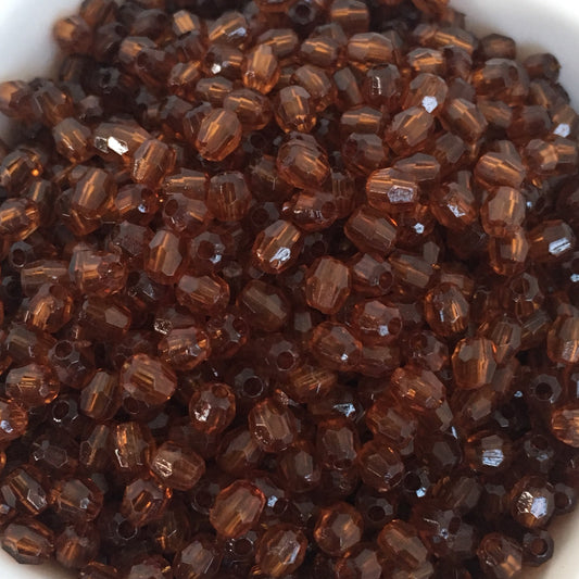 Brown Acrylic Plastic Beads 4mm Oval Faceted DIY Necklace Bracelet Craft Bead 200 Pieces