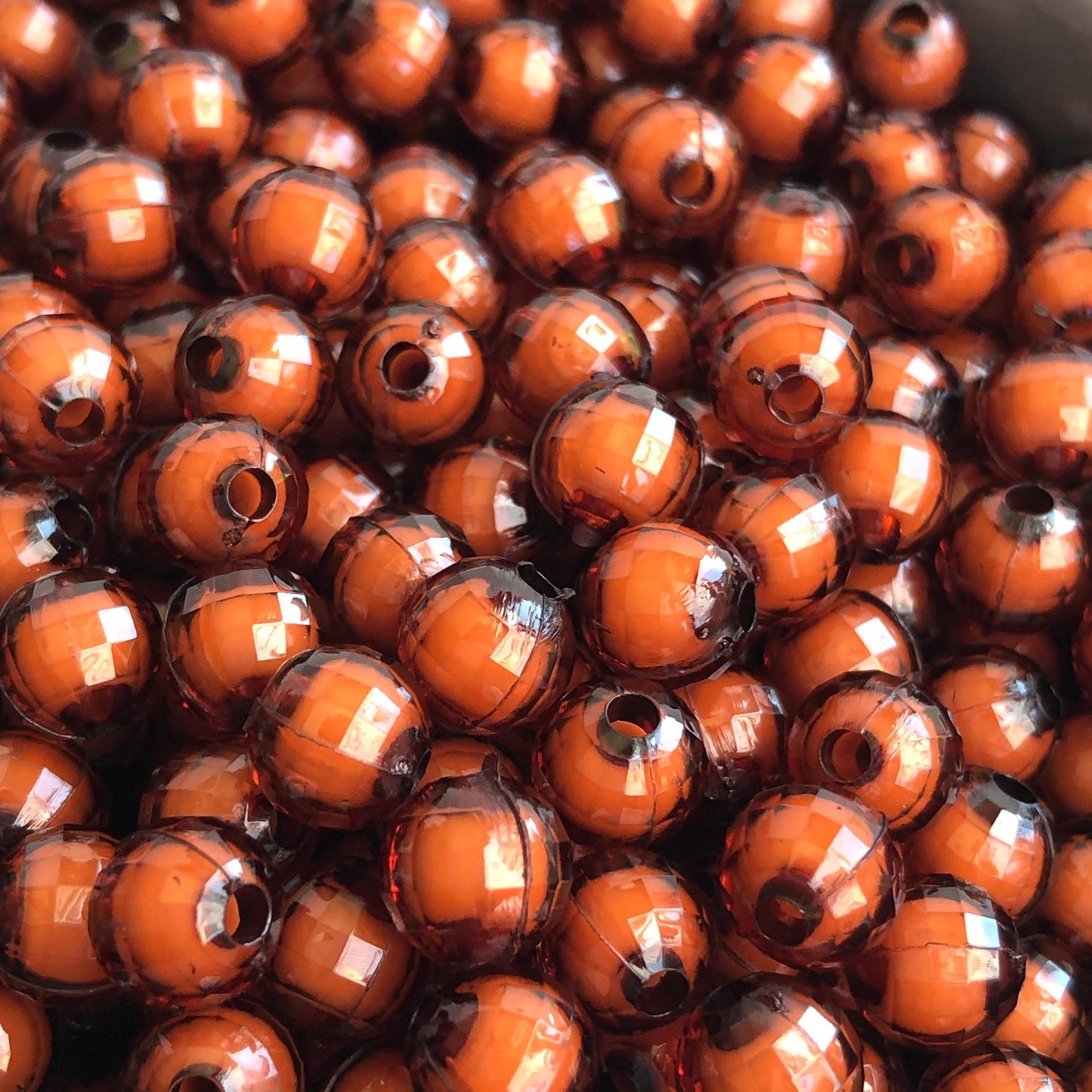 Brown Acrylic Plastic Bead 8mm Round Faceted DIY Jewellery Making Resin Bead 100 Pieces