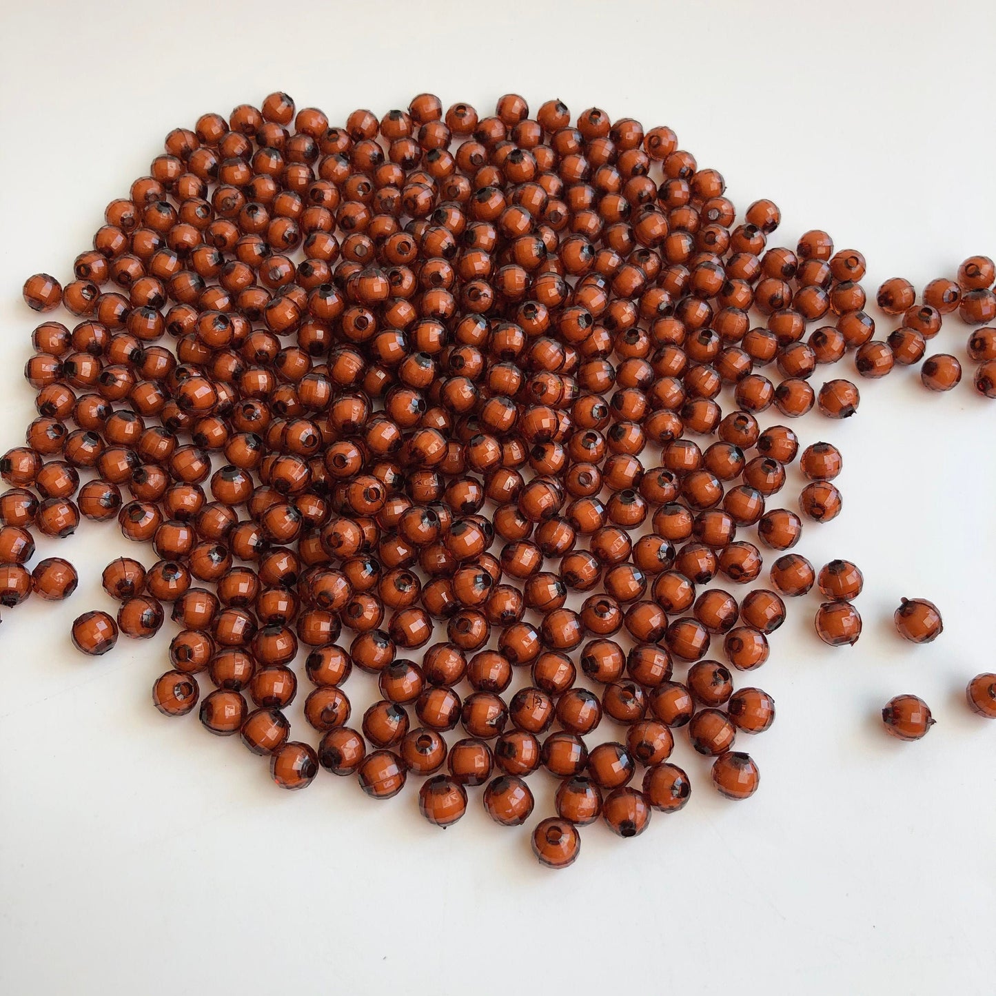 Brown Acrylic Plastic Bead 8mm Round Faceted DIY Jewellery Making Resin Bead 100 Pieces