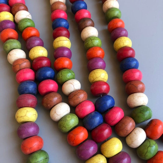 Mixed Multi Colour Rondelle Beads 14x9mm Synthetic Gemstone Bead 42 Piece Strand